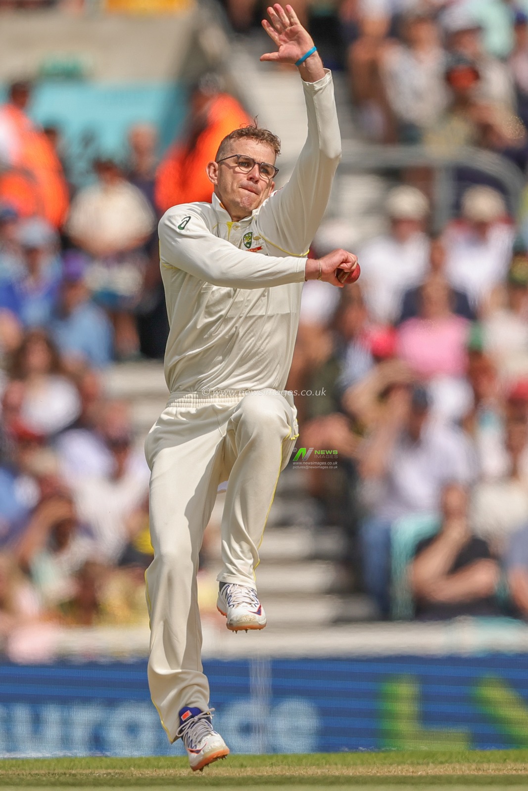 Todd Murphy of Australia delivers the ball during the LV= Insurance Ashes Fifth Test Series Day Four match England vs Australia at The Kia Oval, London, United Kingdom, 30th July 2023

(Photo by Mark Cosgrove/News Images)