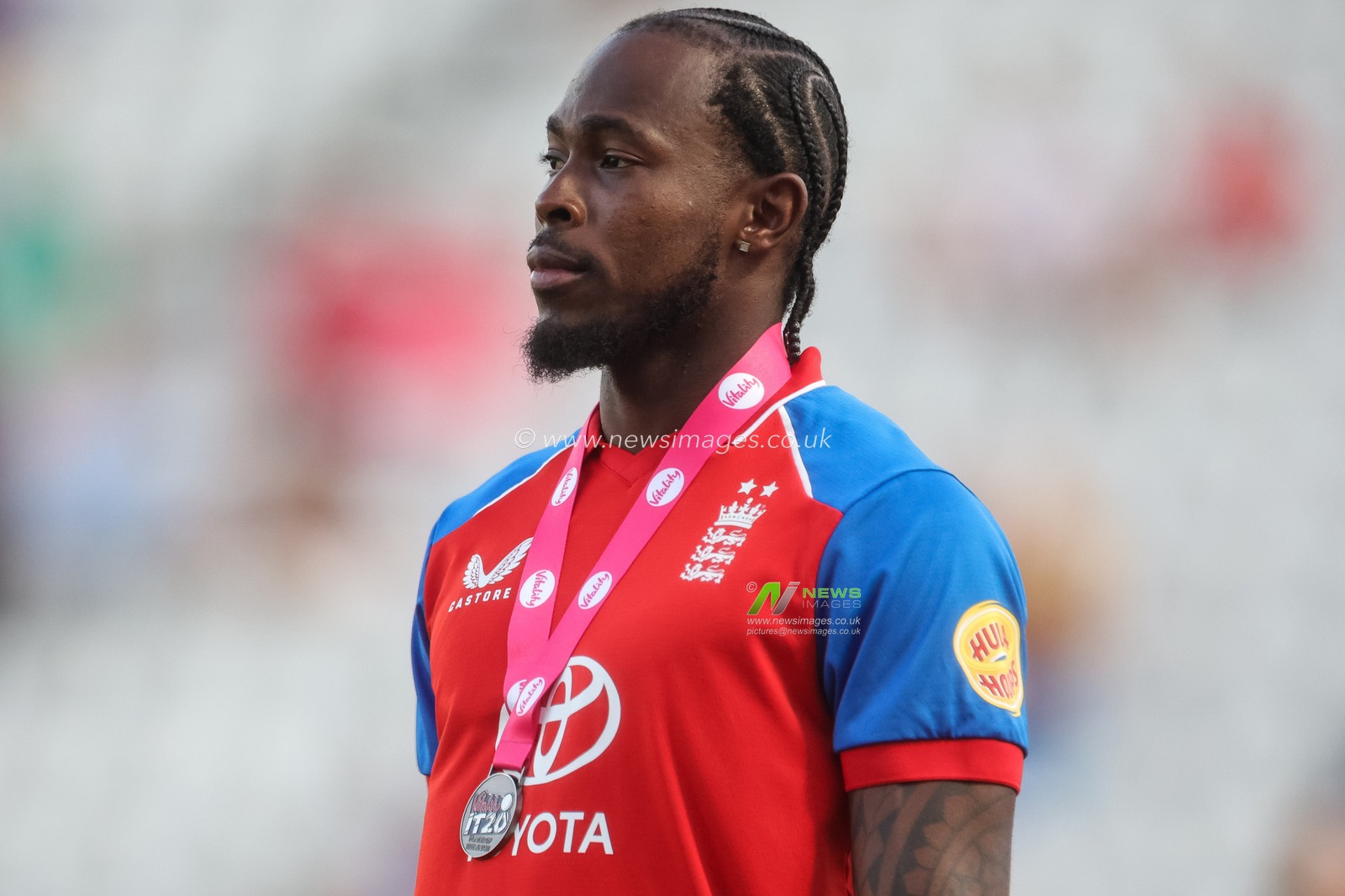 Jofra Archer of England is player of the match the during the Third Vitality T20 International match England vs India at Trent Bridge, Nottingham, United Kingdom on 07 July 2026

(Photo by Mark Cosgrove/News Images)