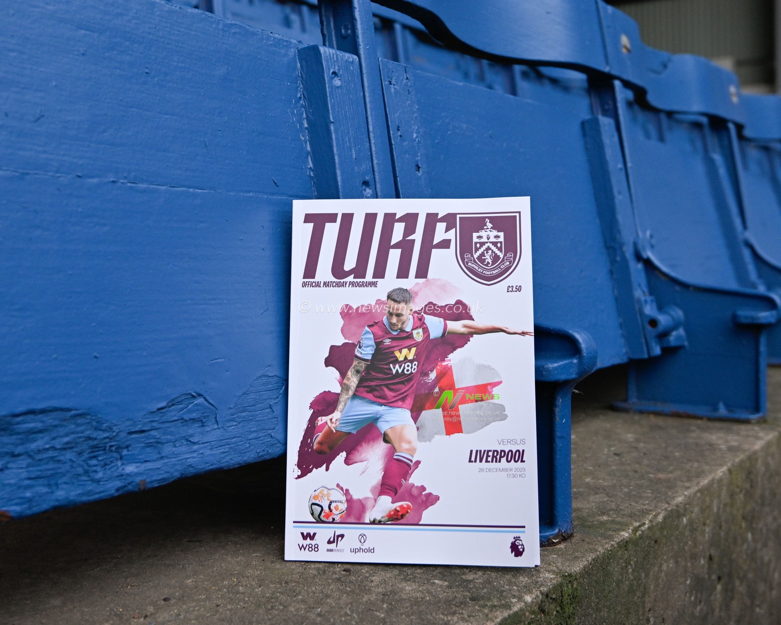 Darko Churlinov 27# of Burnley Football Club on the cover of the match day program in the stands of Turf Moor, during the Premier League match Burnley vs Liverpool at Turf Moor, Burnley, United Kingdom, 26th December 2023

(Photo by Cody Froggatt/News Images)