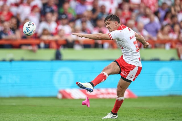 Arthur Mourgue of Hull KR converts for a goal during the Betfred Super League Round 14 Hull KR vs Catalans Dragons at Sewell Group Craven Park, Kingston upon Hull, United Kingdom, 13th June 2025

(Photo by Mark Cosgrove/News Images)