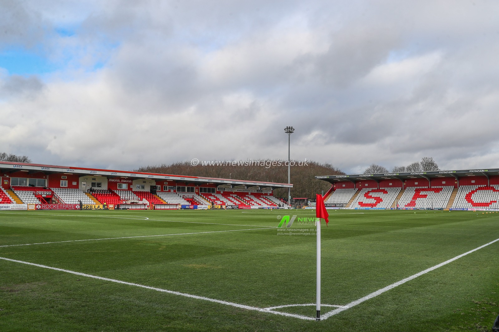 A general view inside of the Lamex Stadium, home of Stevenage ahead of the Sky Bet League 1 match Stevenage vs Blackpool at Lamex Stadium, Stevenage, United Kingdom, 3rd February 2024

(Photo by Gareth Evans/News Images)