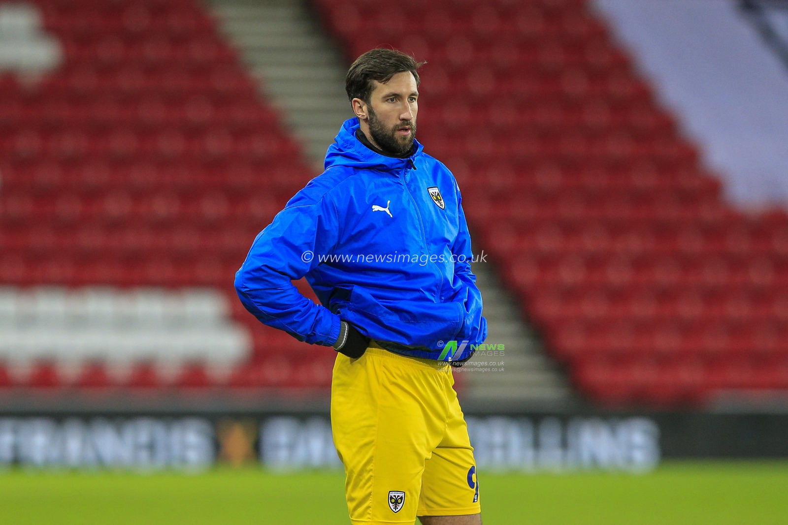 Ollie Palmer #9 of AFC Wimbledon during the pre-game warmup