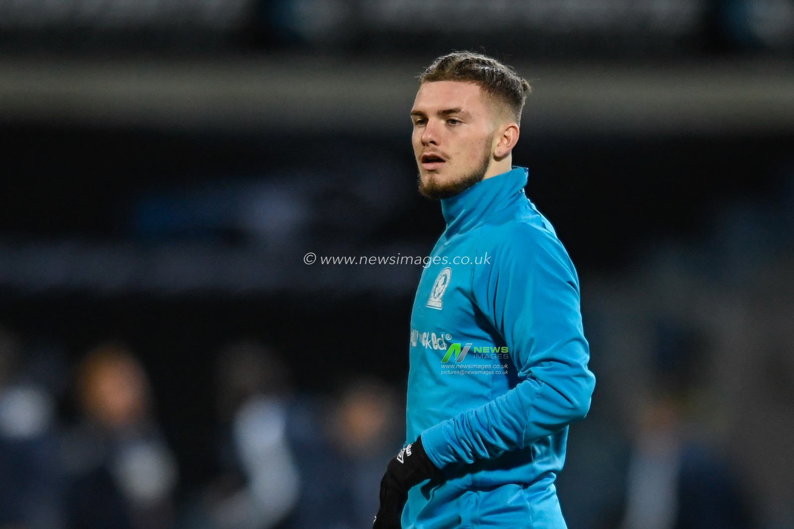 Harvey Elliott #16 of Blackburn Rovers warming up before the game