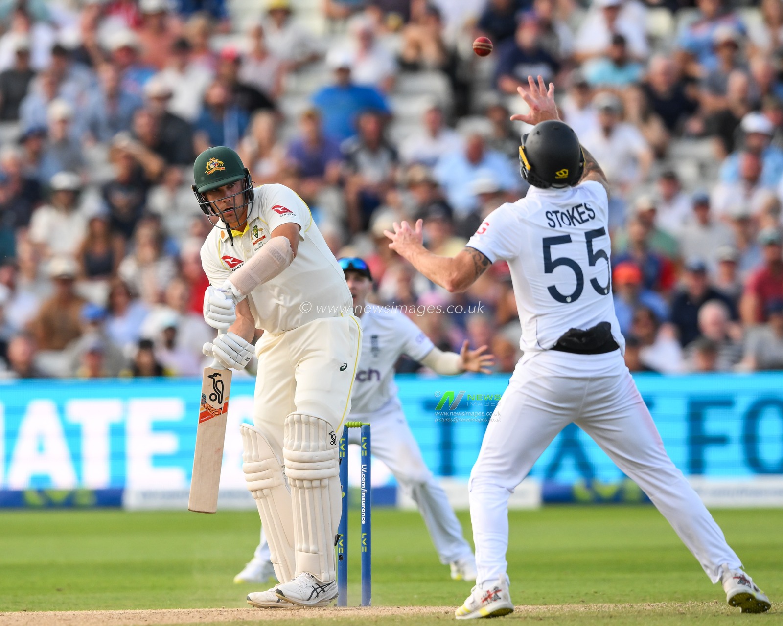 Ben Stokes of England fields a shot from Scott Boland of Australia in the last over of the day during the LV= Insurance Ashes Test Series Day 4 match England vs Australia at Edgbaston, Birmingham, United Kingdom, 19th June 2023

(Photo by Craig Thomas/News Images)