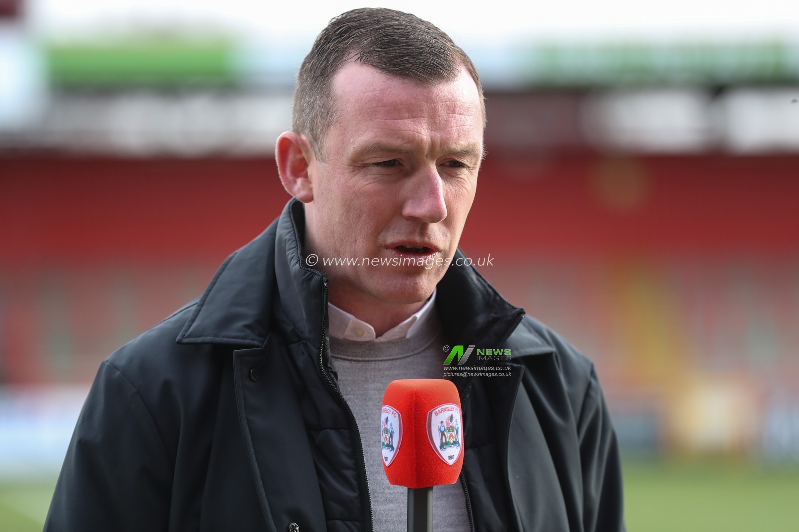 Neill Collins Head coach of Barnsley speaks to the press after the match is called off due to weather during the Sky Bet League 1 match Stevenage vs Barnsley at Lamex Stadium, Stevenage, United Kingdom, 20th January 2024

(Photo by Alfie Cosgrove/News Images)