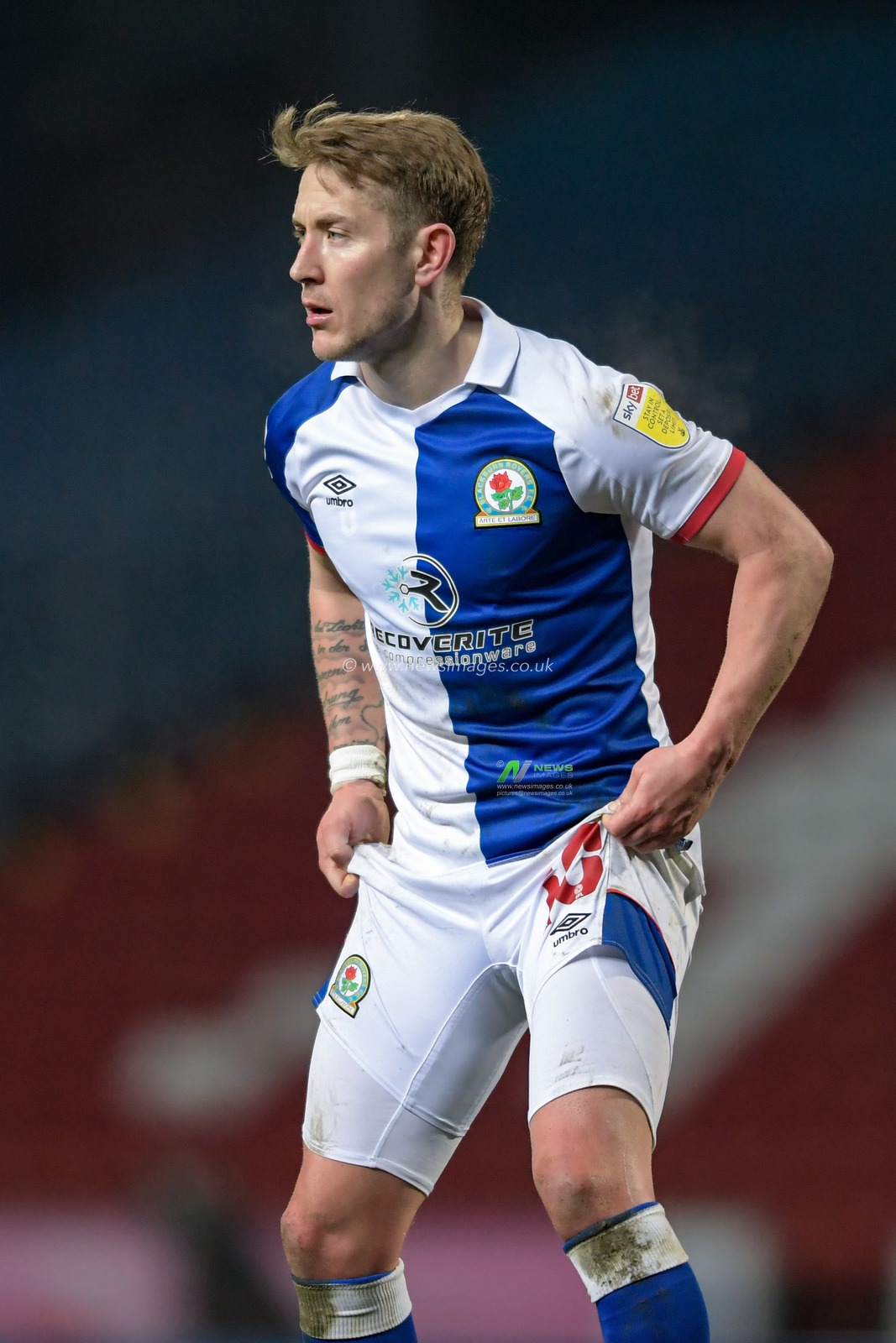Lewis Holtby #10 of Blackburn Rovers adjusts his shorts