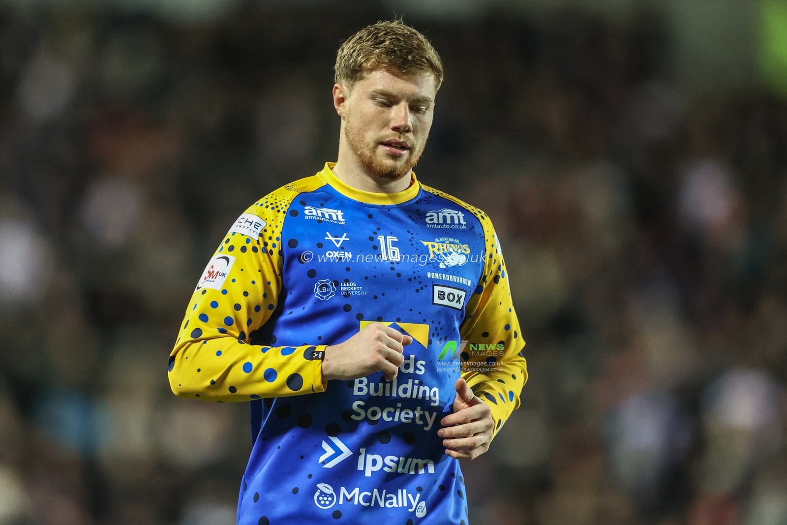 Morgan Gannon of Leeds Rhinos during pre-game warm up during the Betfred Challenge Cup match St Helens vs Leeds Rhinos at Totally Wicked Stadium, St Helens, United Kingdom, 14th March 2025

(Photo by Alfie Cosgrove/News Images)