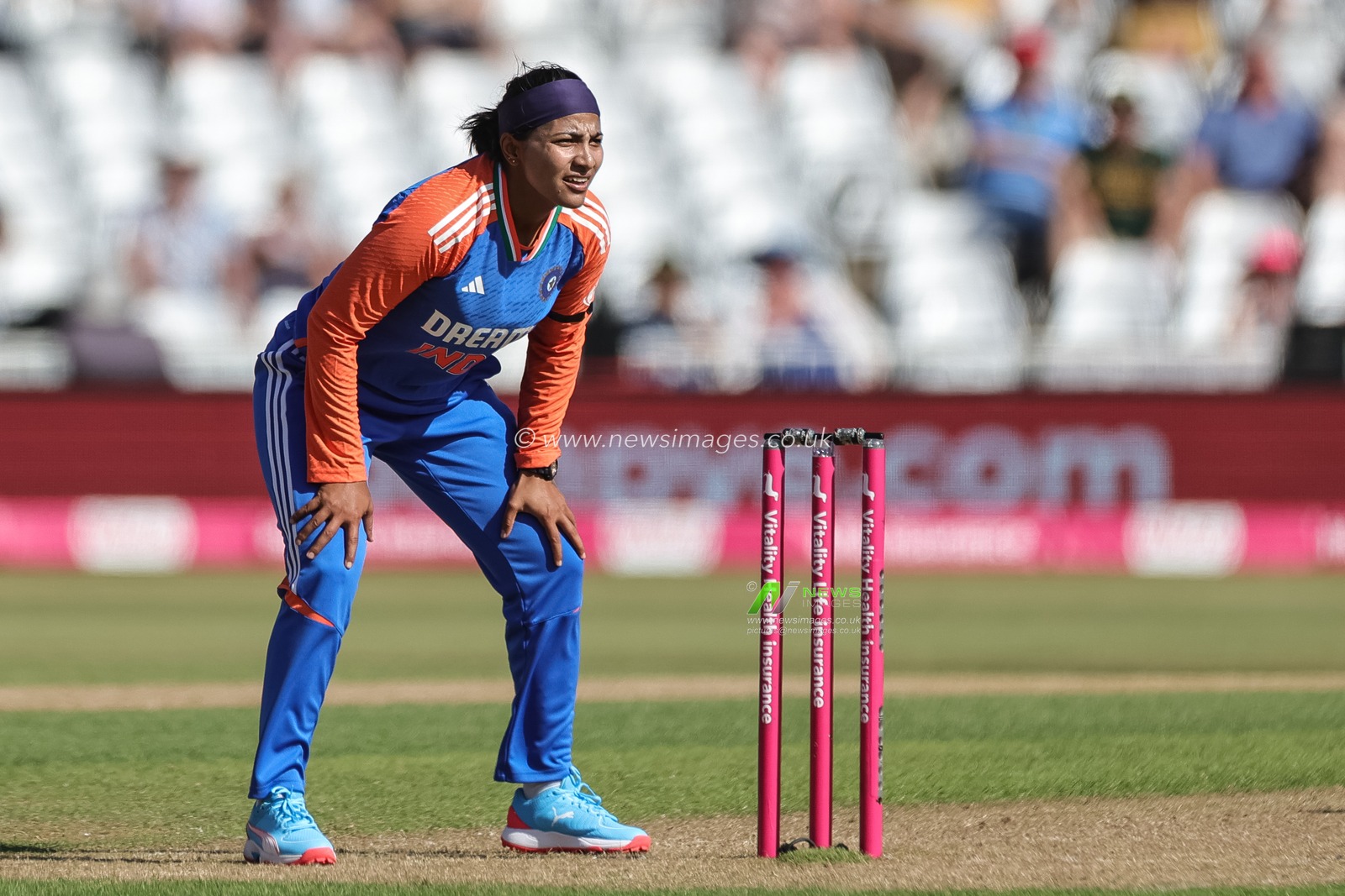Sneh Rana of India during the 1st Vitality IT20 England Women vs India Women at Trent Bridge, Nottingham, United Kingdom, 28th June 2025

(Photo by Mark Cosgrove/News Images)