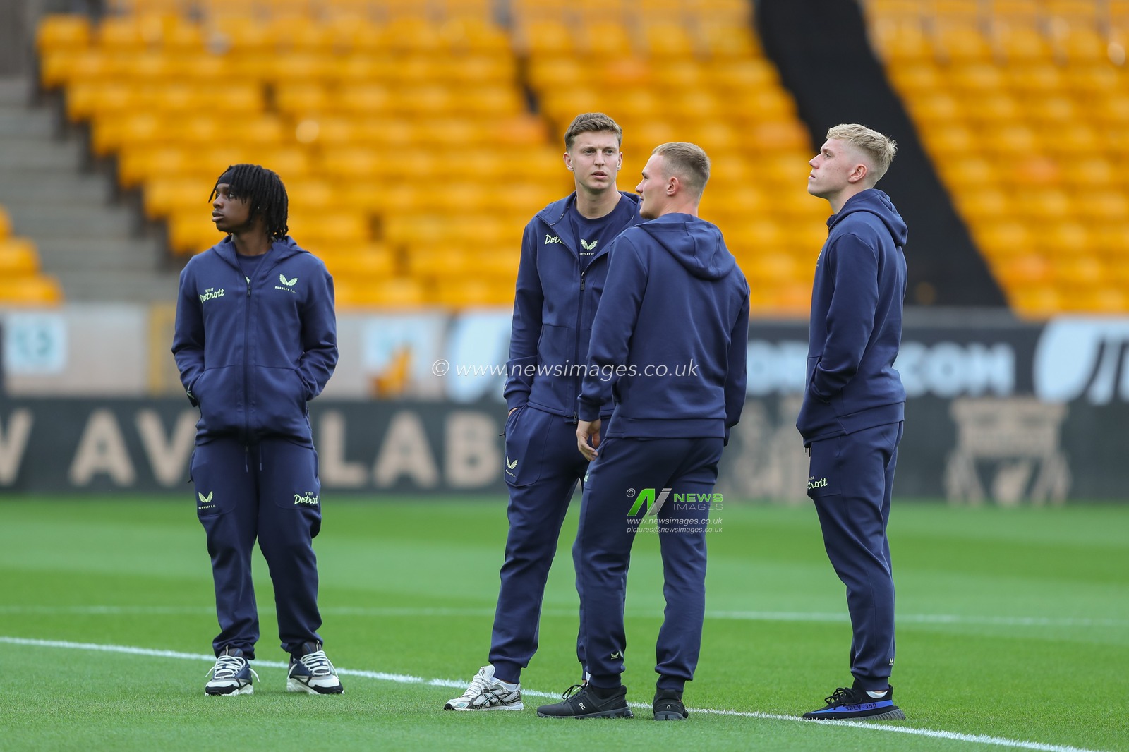Burnley players inspect the pitch ahead of the Carabao Cup match Wolverhampton Wanderers vs Burnley at Molineux, Wolverhampton, United Kingdom, 28th August 2024

(Photo by Gareth Evans/News Images)