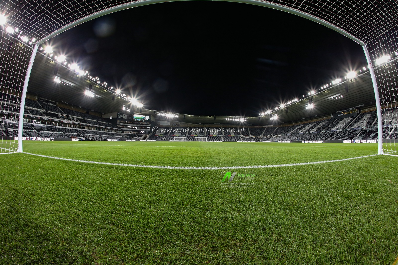 17th December 2018, Pride Park, Derby, England; Sky Bet Championship, Derby County vs Nottingham Forest ; View of Pride Park from the goal mouth

Credit: Mark Cosgrove/News Images 

English Football League images are subject to DataCo Licence