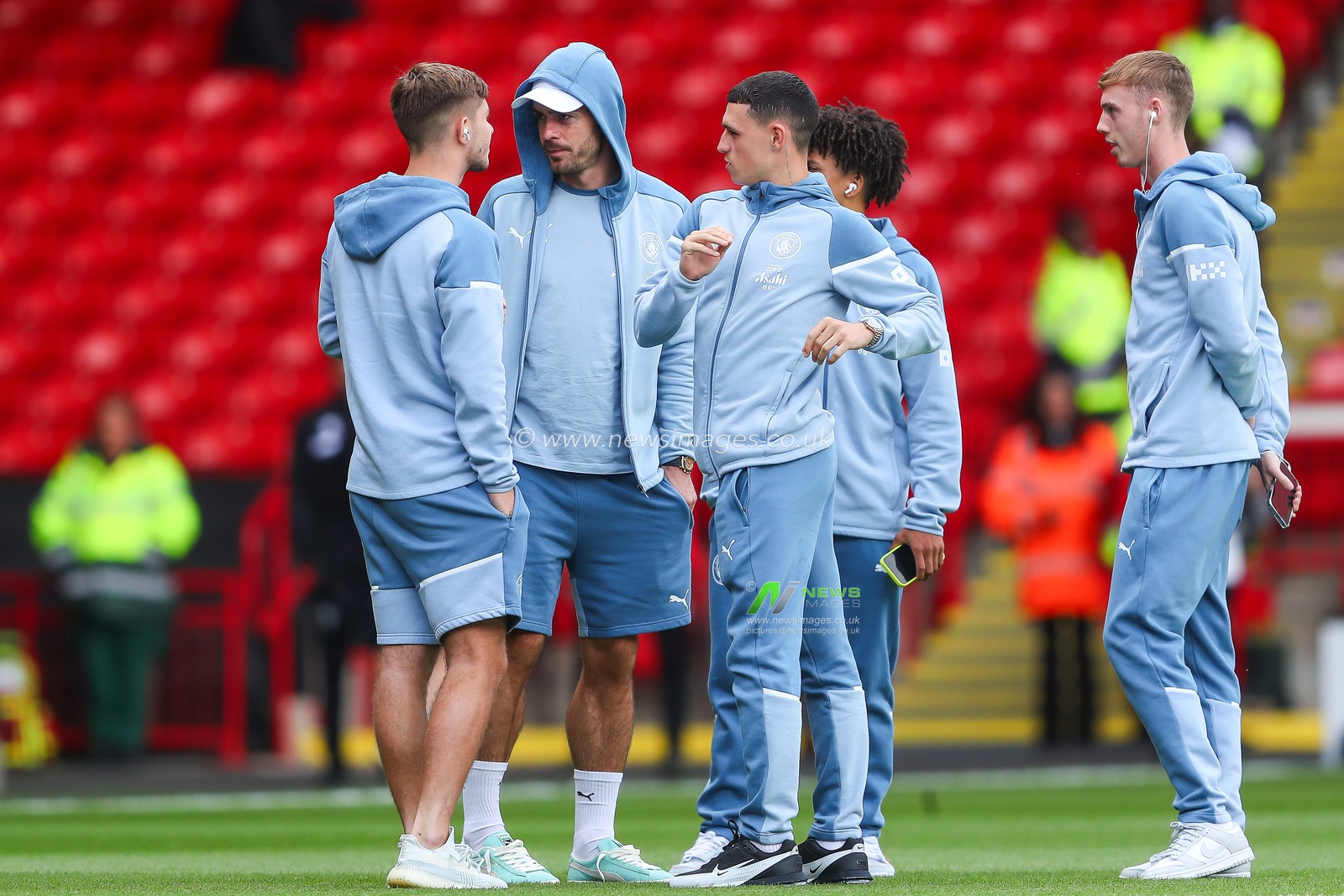 Jack Grealish #10 of Manchester City and team mates arrives ahead of  the Premier League match Sheffield United vs Manchester City at Bramall Lane, Sheffield, United Kingdom, 27th August 2023

(Photo by Gareth Evans/News Images)