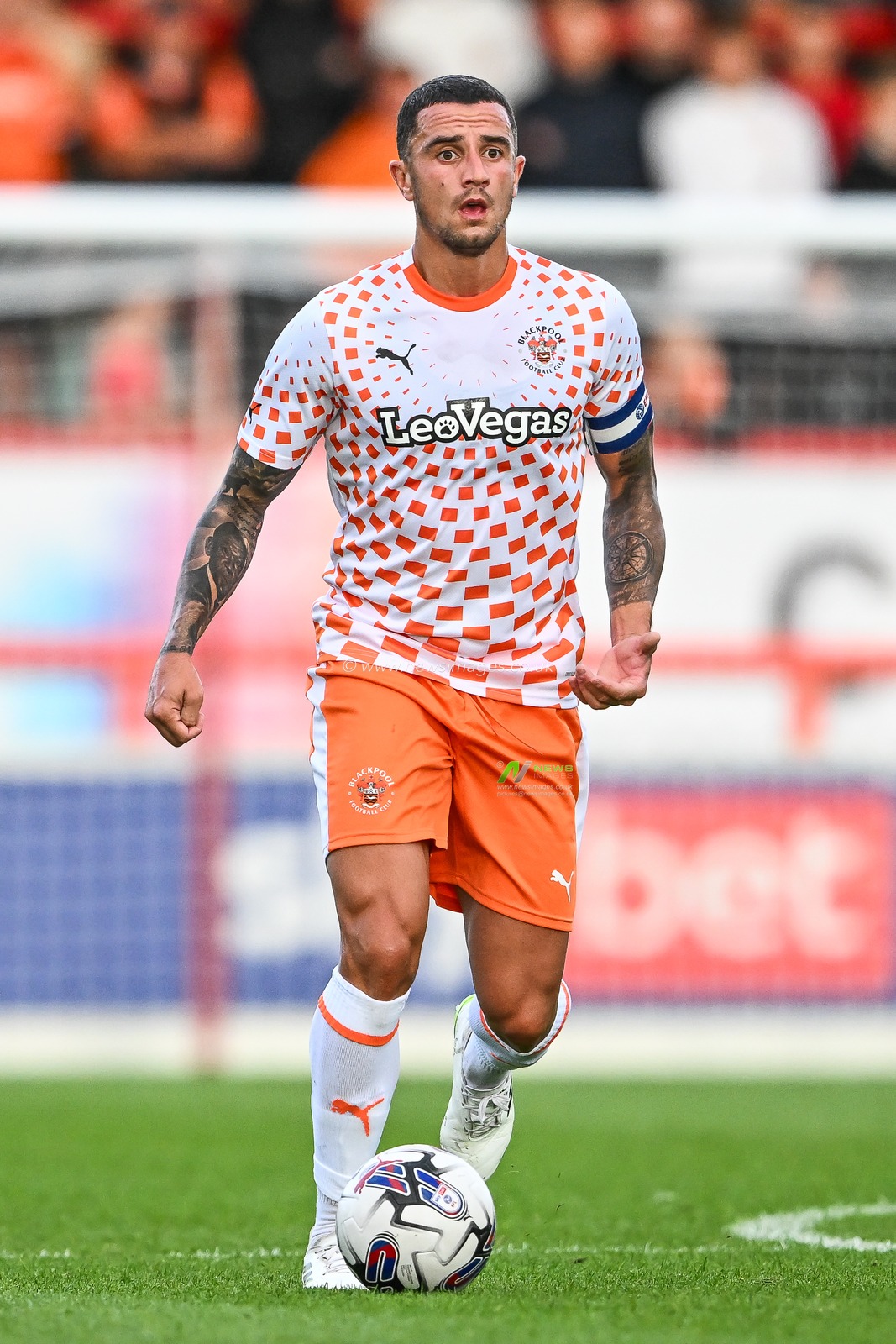 Oliver Norburn #6 of Blackpool during the Pre-season friendly match Morecambe vs Blackpool at Mazuma Stadium, Morecambe, United Kingdom, 25th July 2023

(Photo by Craig Thomas/News Images)