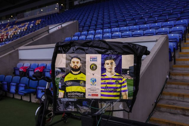 Pitch side Sky Sports TV shows the feature game York Knights vs Warrington Wolves during the Betfred Super League Round 4 match York Knights vs Warrington Wolves at LNER Community Stadium, York, United Kingdom on 06 March 2026

(Photo by Mark Cosgrove/News Images)