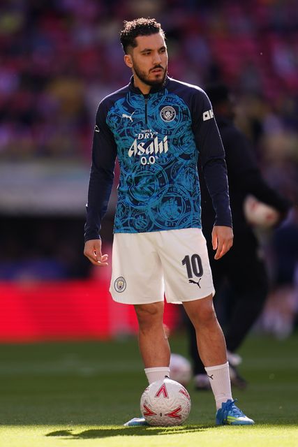 Rayan Cherki of Manchester City looks on during warm up ahead of the Emirates FA Cup Semi-Final match Manchester City vs Southampton at Wembley Stadium, London, United Kingdom on 25 April 2026

(Photo by Harvey Murphy/News Images)