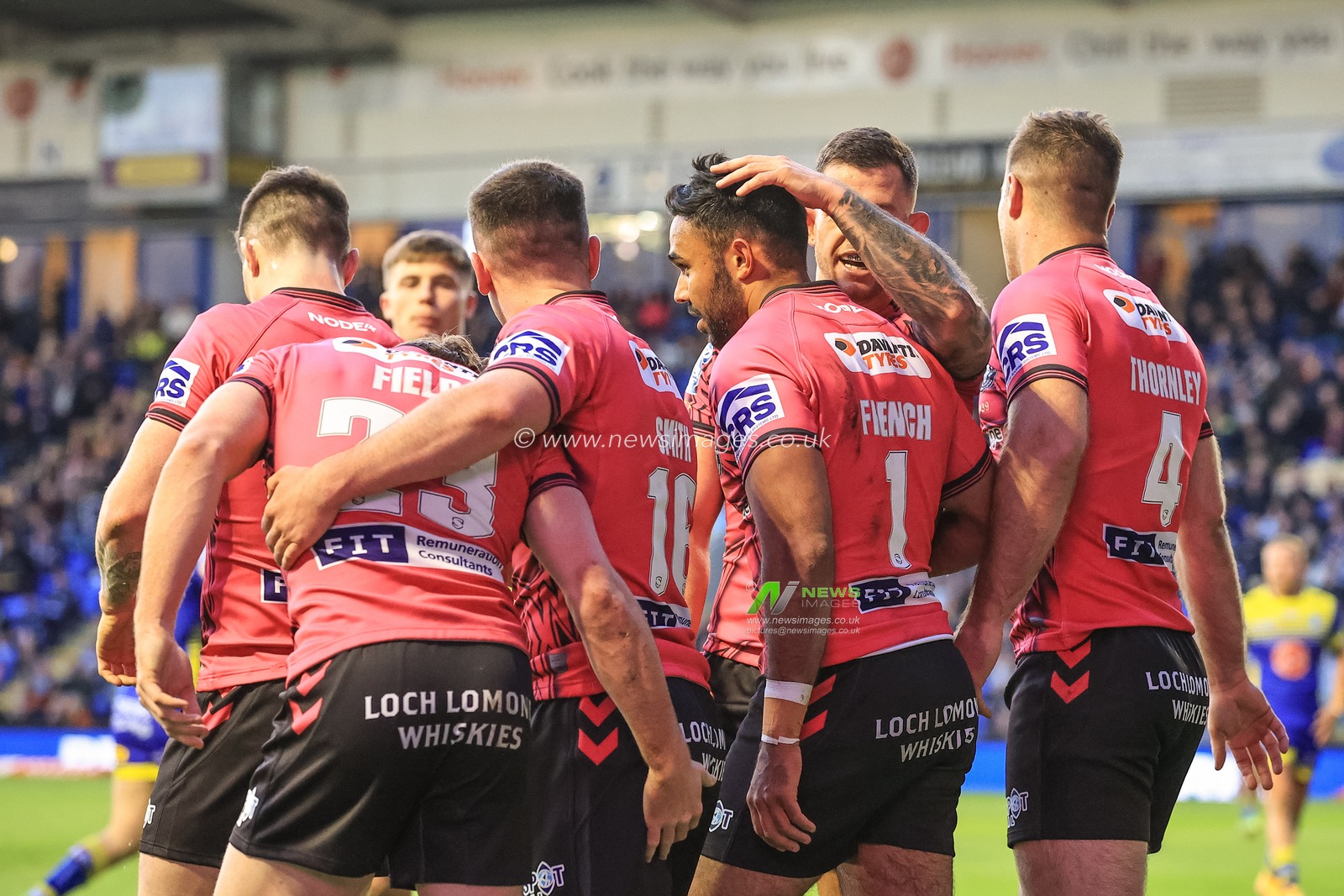 Bevan French #1 of Wigan Warriors celebrates his try