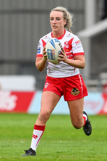Jodie Cunningham of St Helens makes a break during the Betfred Women's Super League match St Helens vs Leeds Rhinos at Totally Wicked Stadium, St Helens, United Kingdom, 24th May 2024

(Photo by Craig Thomas/News Images)