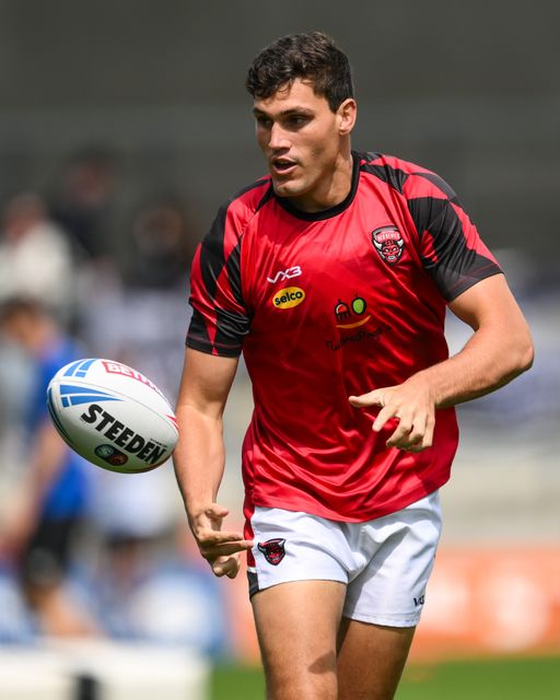 Sam Stone of Salford Red Devils  during pre match warm up ahead of the Betfred Super League Round 16 match Salford Red Devils vs Hull FC at Salford Community Stadium, Eccles, United Kingdom, 7th July 2024

(Photo by Craig Thomas/News Images)