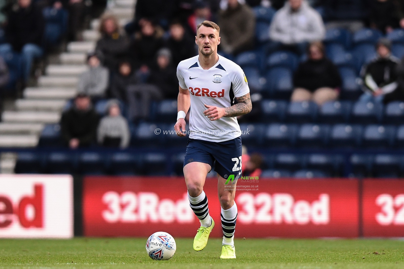 18th January 2020, Deepdale, Preston, England; Sky Bet Championship, Preston North End v Charlton Athletic : Patrick Bauer (21) of Preston North End in action during the game.

Credit: Richard Long/News Images