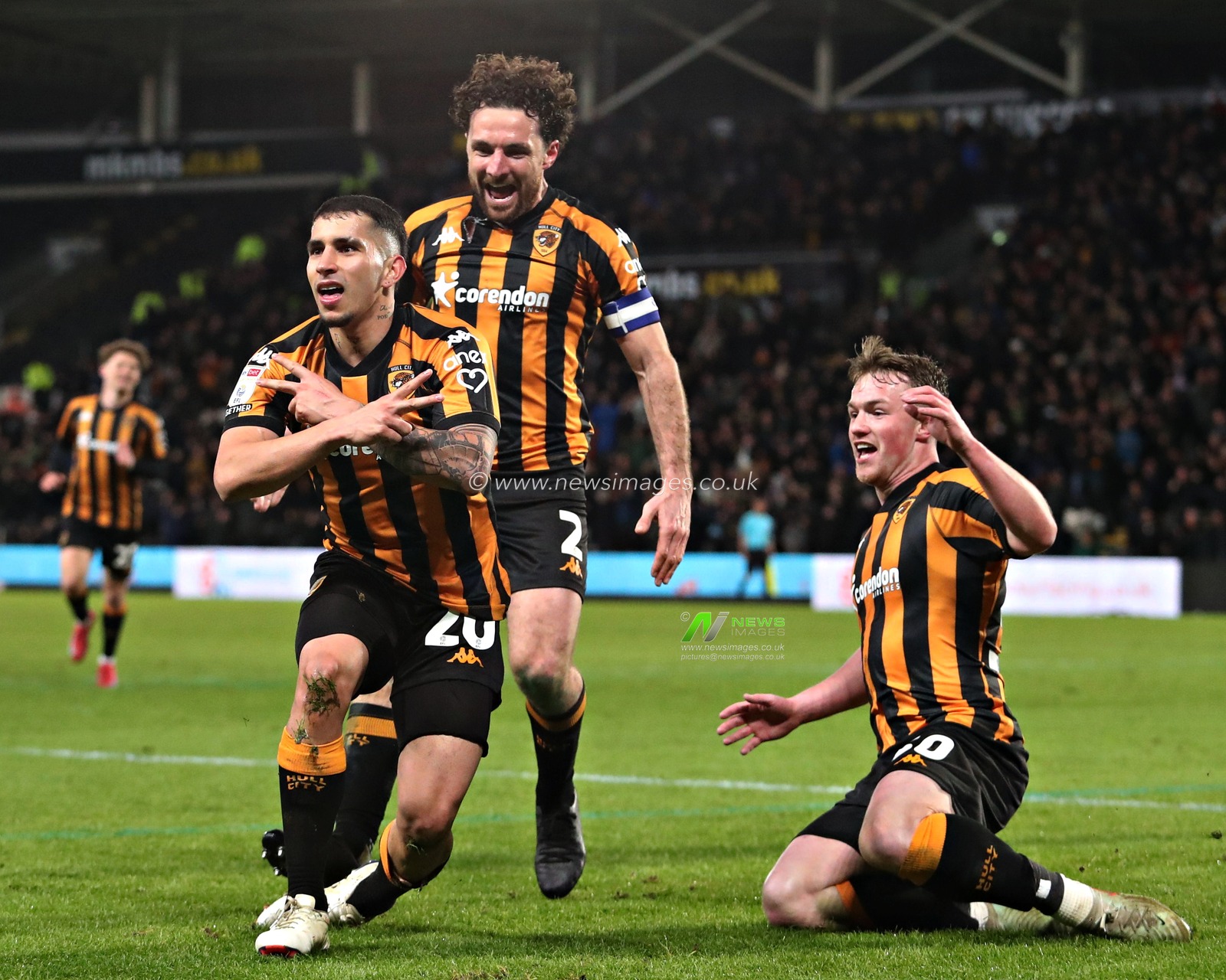 Gustavo Puerta of Hull City celebrates his goal during the Sky Bet Championship match Hull City vs Oxford United at MKM Stadium, Hull, United Kingdom, 12th March 2025

(Photo by Sam Eaden/News Images)