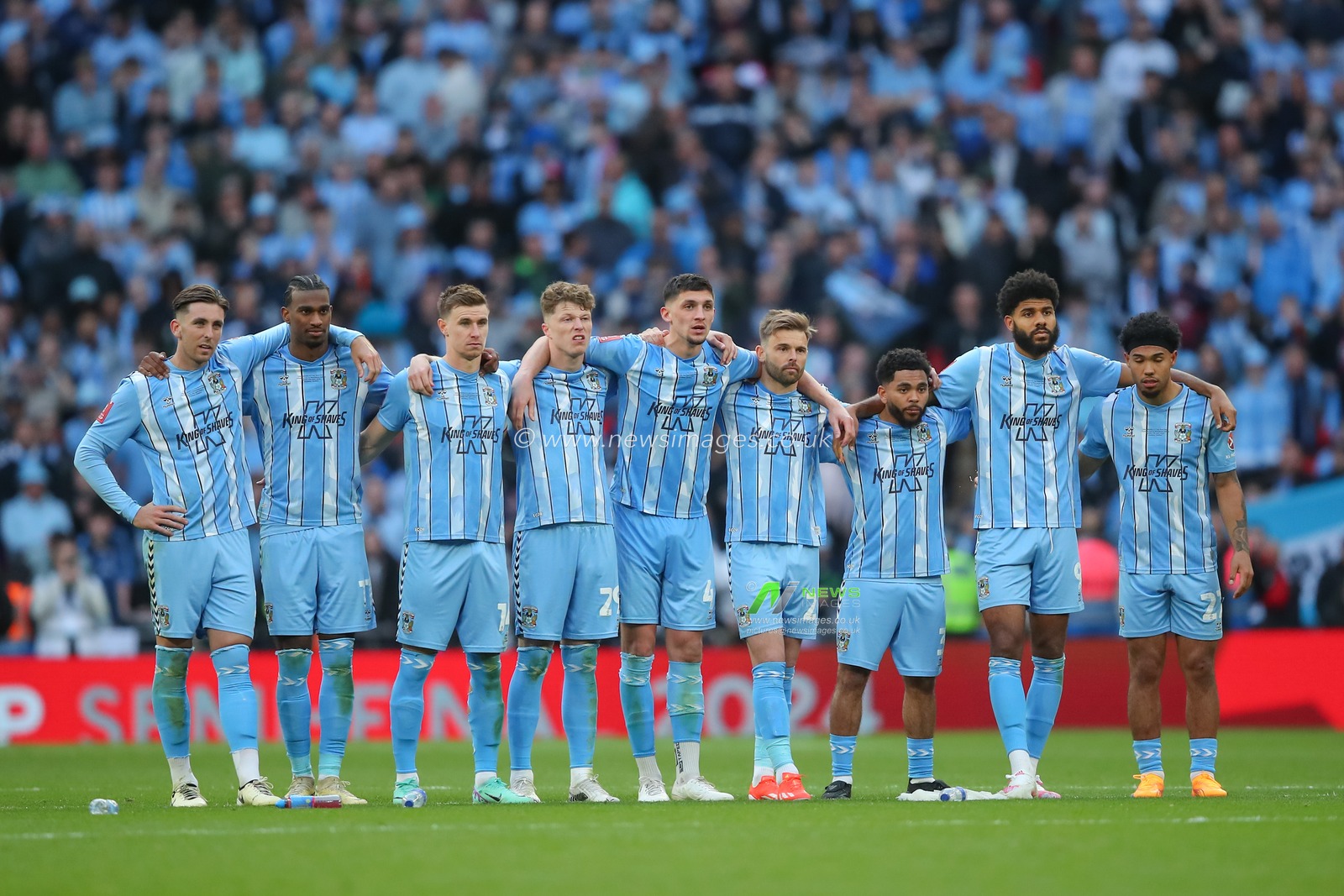 Coventry City watch on the penalty shootout, during the Emirates FA Cup Semi-Final match Coventry City vs Manchester United at Wembley Stadium, London, United Kingdom, 21st April 2024

(Photo by Gareth Evans/News Images)