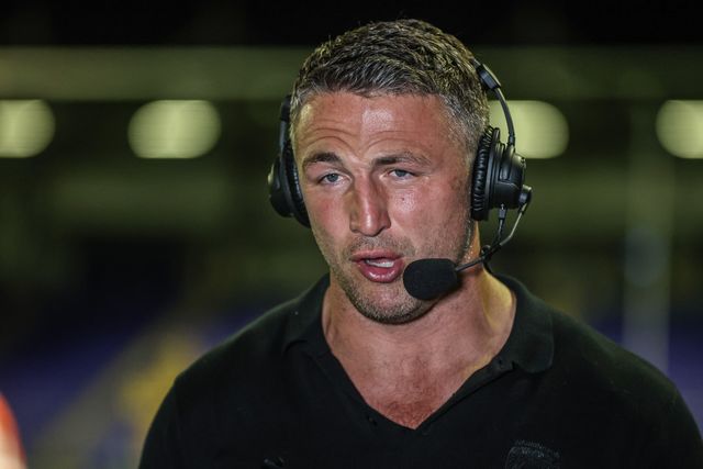 Sam Burgess Head Coach of Warrington Wolves speaks on Sky Sports after the game during the Betfred Super League Round 22 match Warrington Wolves vs Catalans Dragons at Halliwell Jones Stadium, Warrington, United Kingdom, 14th August 2025

(Photo by Alfie Cosgrove/News Images)