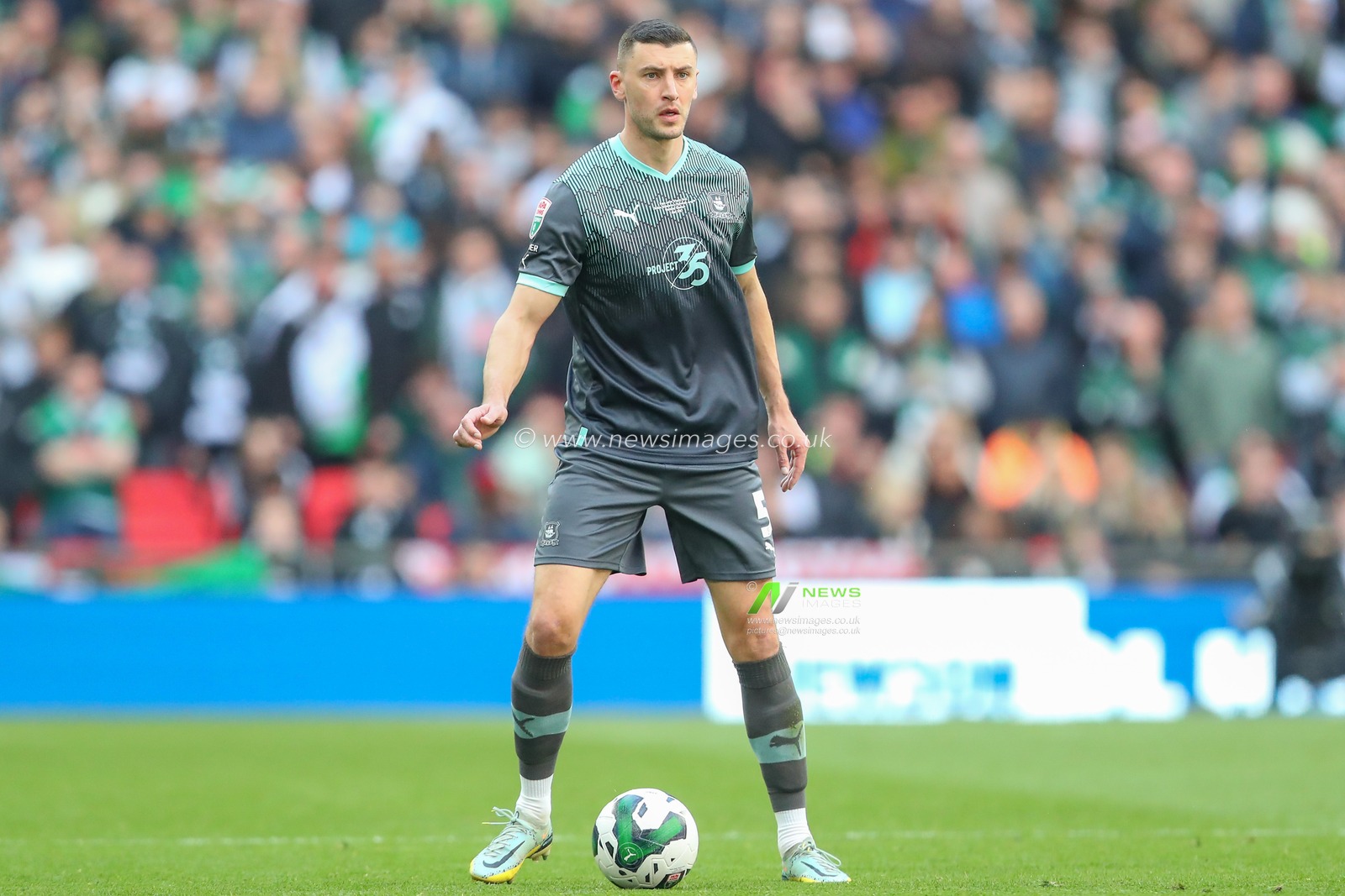 James Wilson #5 of Plymouth Argyle in action during the Papa John's Trophy Final match Bolton Wanderers vs Plymouth Argyle at Wembley Stadium, London, United Kingdom, 2nd April 2023

(Photo by Gareth Evans/News Images)