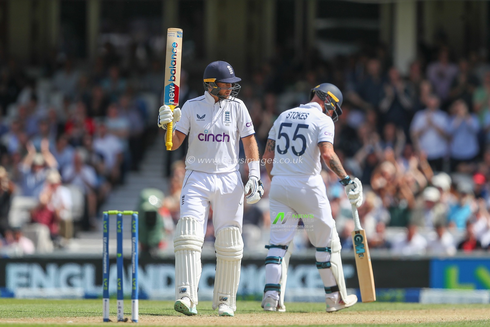 Joe Root of England celebrates a half century (50 runs) during the LV= Insurance Ashes Fifth Test Series Day Three match England vs Australia at The Kia Oval, London, United Kingdom, 29th July 2023

(Photo by Gareth Evans/News Images)