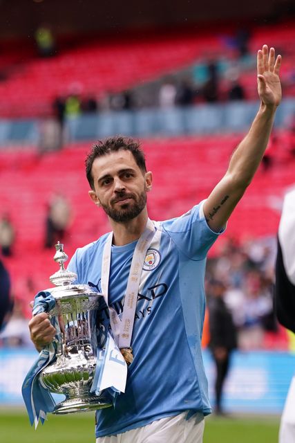 Bernardo Silva of Manchester City with the Fa cup trophy during the Emirates FA Cup Final match Chelsea vs Manchester City at Wembley Stadium, London, United Kingdom on 16 May 2026

(Photo by Harvey Murphy/News Images)