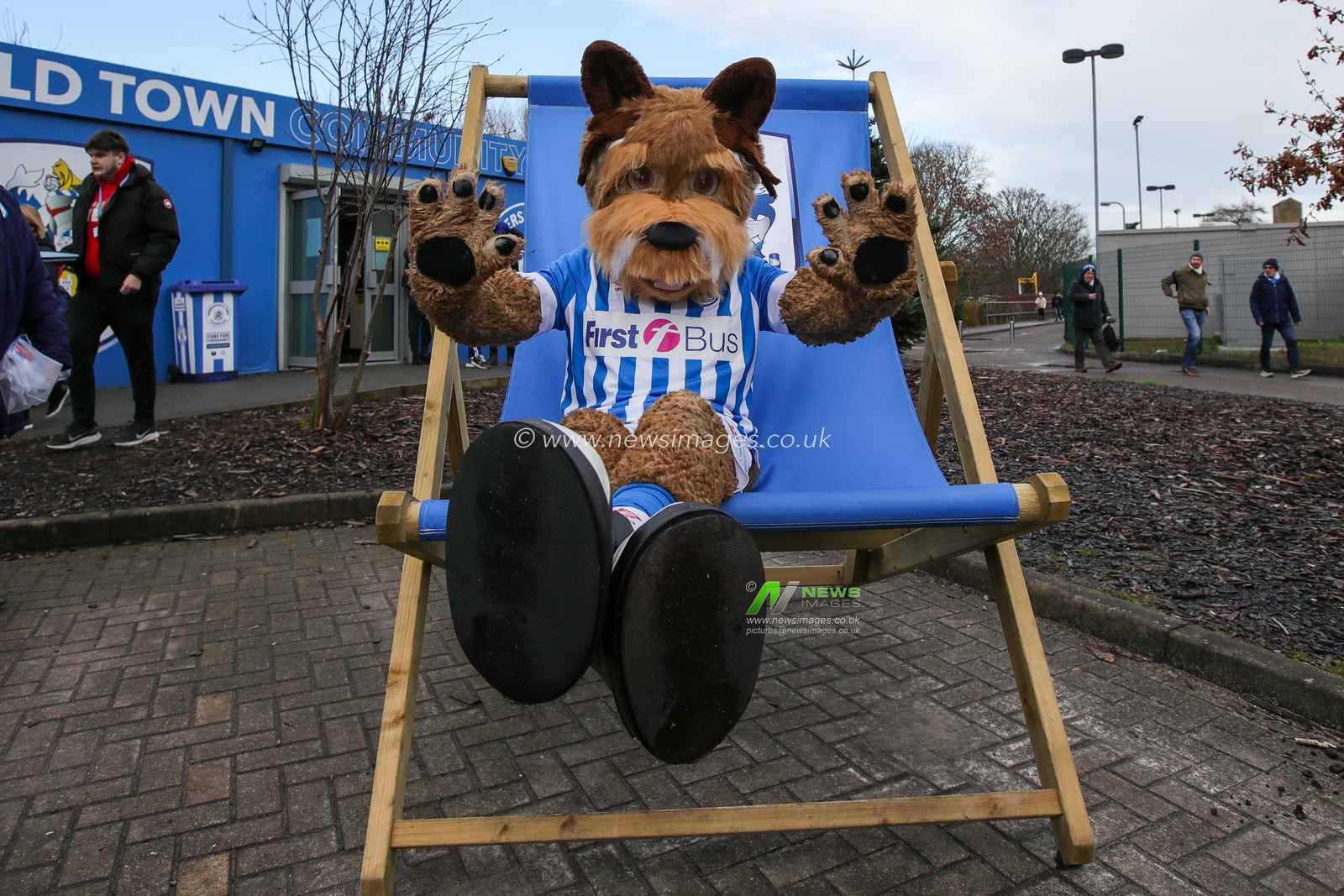 Terry the Terrier, mascot of Huddersfield Town ahead of the  Sky Bet Championship match Huddersfield Town vs Luton Town at John Smith's Stadium, Huddersfield, United Kingdom, 1st January 2023

(Photo by James Heaton/News Images)