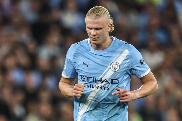Erling Haaland of Manchester City during the UEFA Champions League 2025/26 Phase MD1 Manchester City vs Napoli League at The City of Manchester Stadium, Manchester, United Kingdom, 18th September 2025

(Photo by Alfie Cosgrove/News Images)