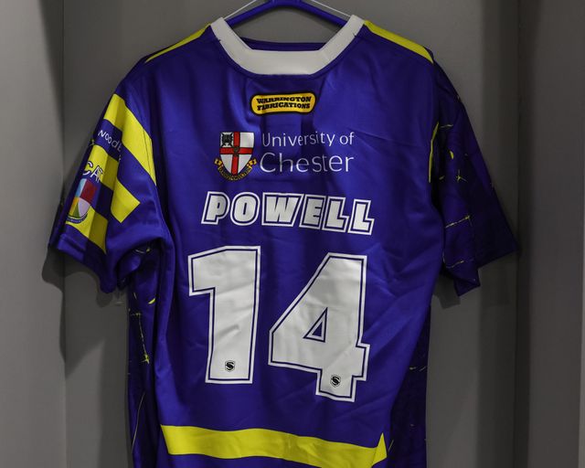 Shirt back of Sam Powell of Warrington Wolves during the Betfred Super League Round 4 match York Knights vs Warrington Wolves at LNER Community Stadium, York, United Kingdom on 06 March 2026

(Photo by Mark Cosgrove/News Images)