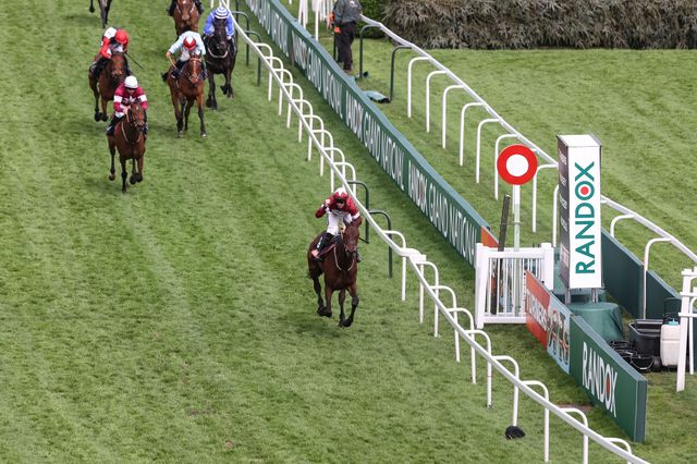 Brighterdaysahead ridden by Jack Kennedy and trained by Gordon Elliott wins the 13:55 Turners Mersey Novices' Hurdle during the Randox Grand National Day 2024 at Aintree Racecourse, Liverpool, United Kingdom, 13th April 2024

(Photo by Mark Cosgrove/News Images)