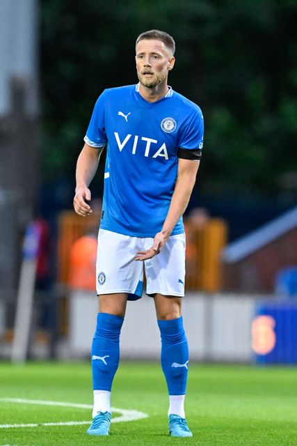 Fraser Horsfall of Stockport County during the Pre-season friendly match Stockport County vs Blackburn Rovers at Edgeley Park Stadium, Stockport, United Kingdom, 2nd August 2024

(Photo by Cody Froggatt/News Images)