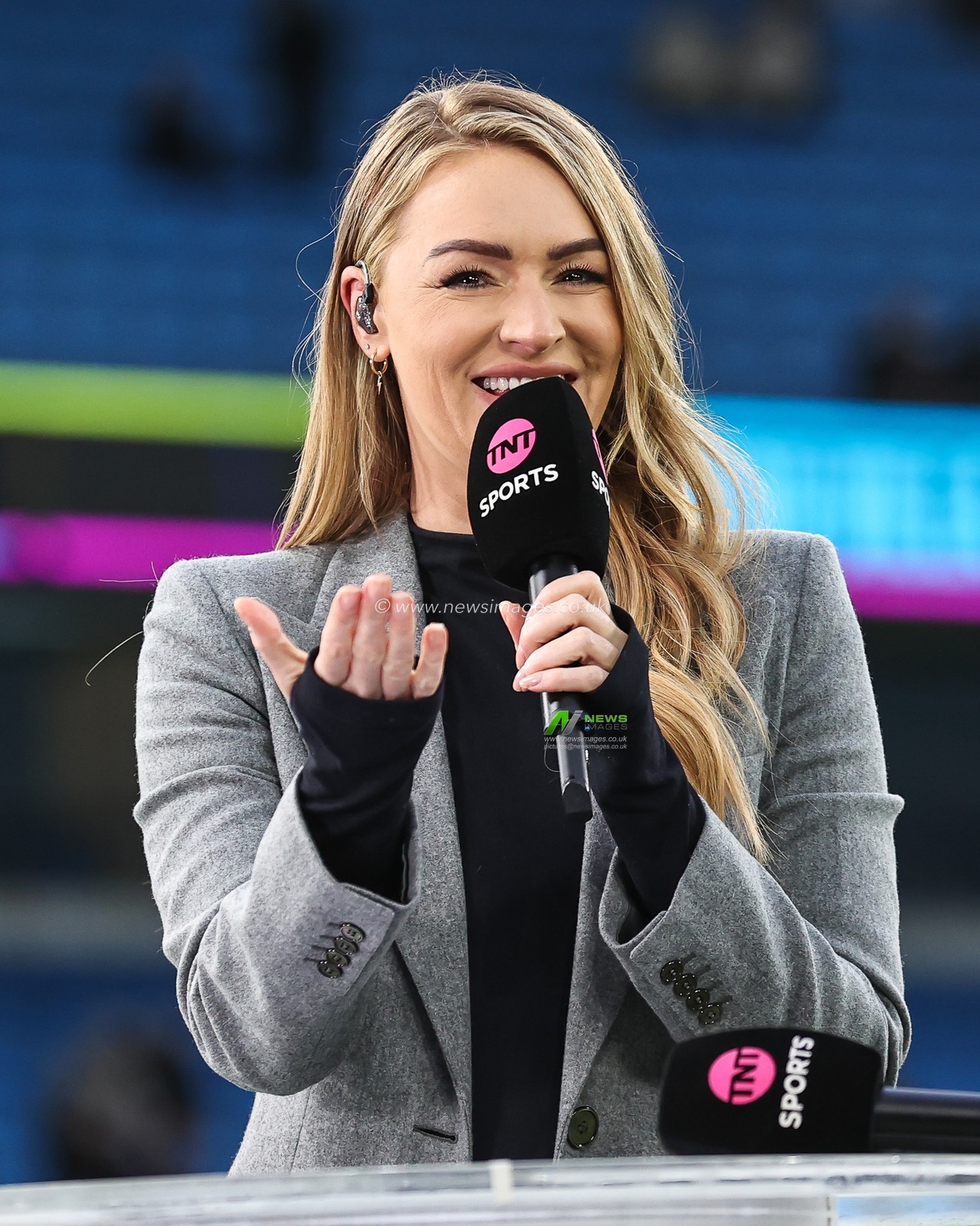 Laura Woods TNT sports  presenter during the Premier League match Manchester City vs Aston Villa at Etihad Stadium, Manchester, United Kingdom, 3rd April 2024

(Photo by Mark Cosgrove/News Images)
