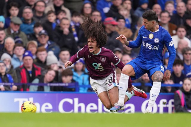 Enzo Fernandez of Chelsea fouls Hannibal Mejbri of Burnley during the Premier League match Chelsea vs Burnley at Stamford Bridge, London, United Kingdom on 21 February 2026

(Photo by Harvey Murphy/News Images)