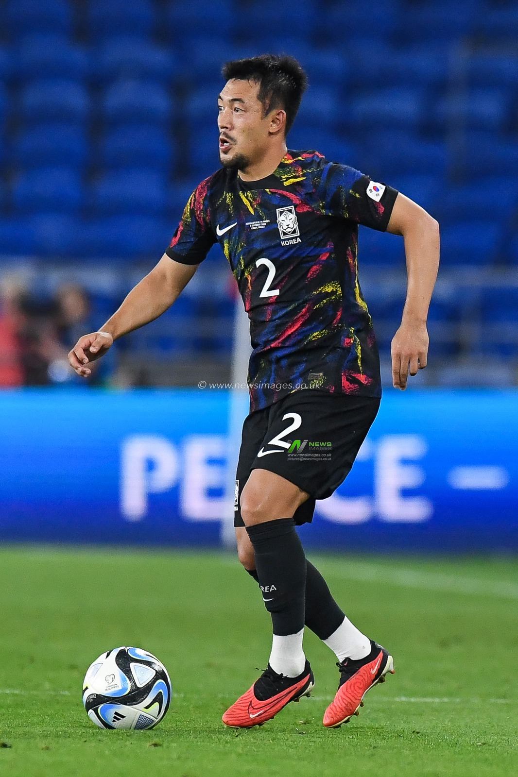 Kije Lee of Korea Republic in action during the International Friendly match Wales vs Korea Republic at Cardiff City Stadium, Cardiff, United Kingdom, 7th September 2023

(Photo by Mike Jones/News Images)