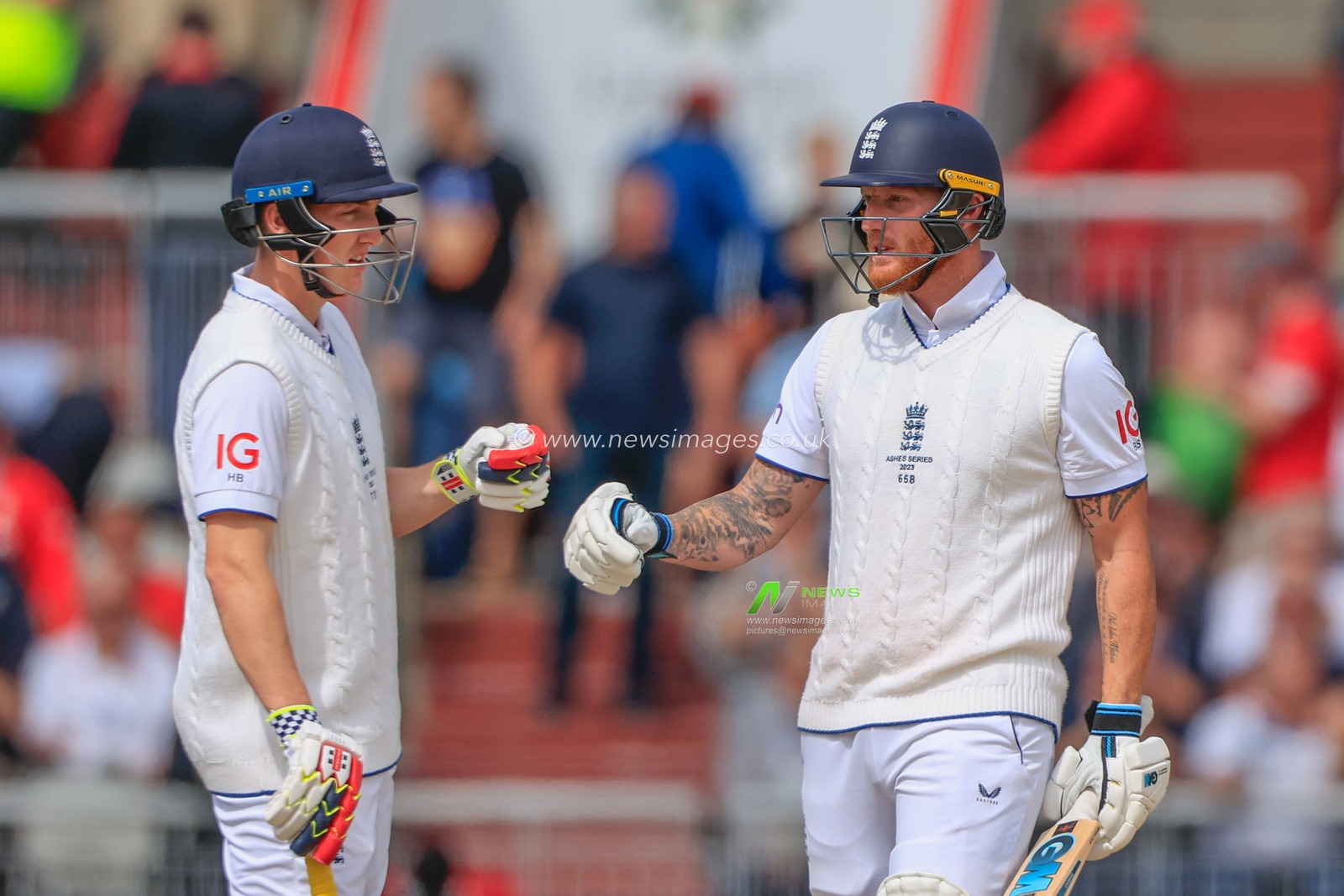 Ben Stokes of England celebrates a half century (50 runs) during the LV= Insurance Ashes Fourth Test Series Day Three Test Series match England vs Australia at Old Trafford, Manchester, United Kingdom, 21st July 2023

(Photo by Conor Molloy/News Images)
