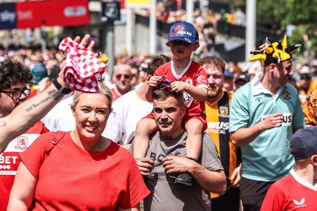 Middlesborough fans make their way up Wembley Way ahead of the Sky Bet Championship Playoffs Final match Hull City vs Middlesbrough at Wembley Stadium, London, United Kingdom on 23 May 2026

(Photo by Alfie Cosgrove/News Images)