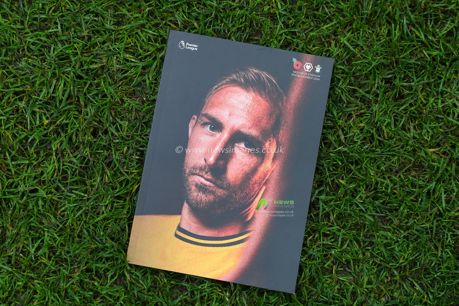 Craig Dawson of Wolverhampton Wanderers on the cover of the match day program ahead of the Premier League match Wolverhampton Wanderers vs Southampton at Molineux, Wolverhampton, United Kingdom, 9th November 2024

(Photo by Gareth Evans/News Images)