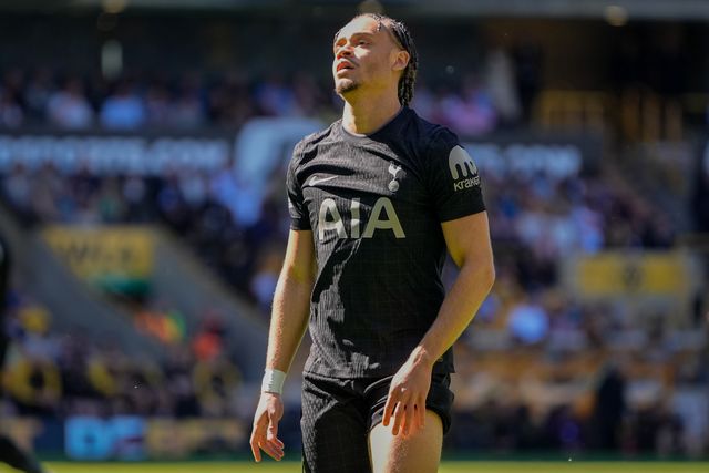 Xavi Simons of Tottenham Hotspur controls the ball  during the Premier League match Wolverhampton Wanderers vs Tottenham Hotspur at Molineux, Wolverhampton, United Kingdom on 25 April 2026

(Photo by Maynard Manyowa/News Images)