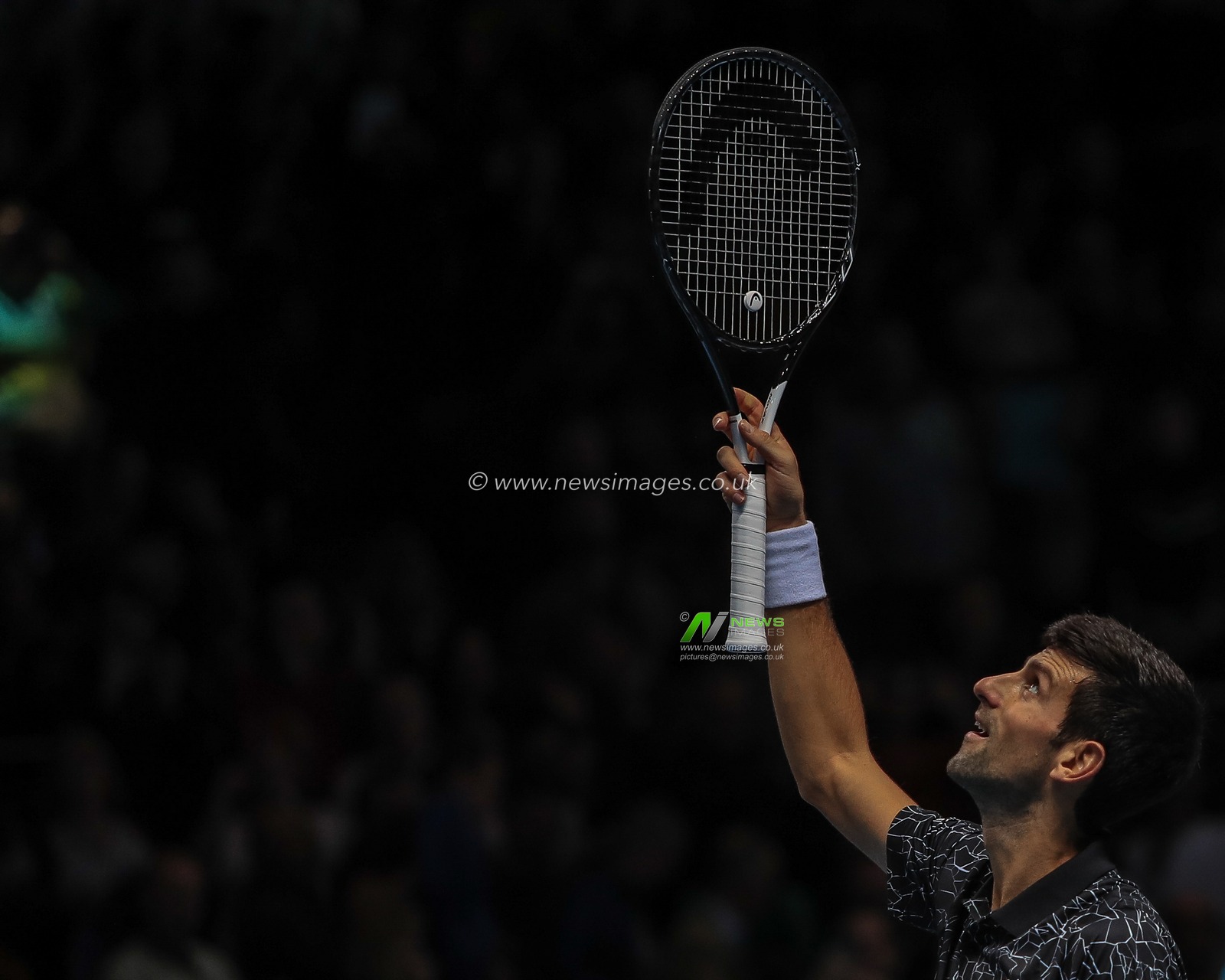 14th November 2018, The O2 , London, England;  Nitto ATP World Tour Finals, Day Four;  Novak Djokovic of Serbia in action during his match against Alexander Zverev of Germany

Credit: Romena Fogliati/News Images