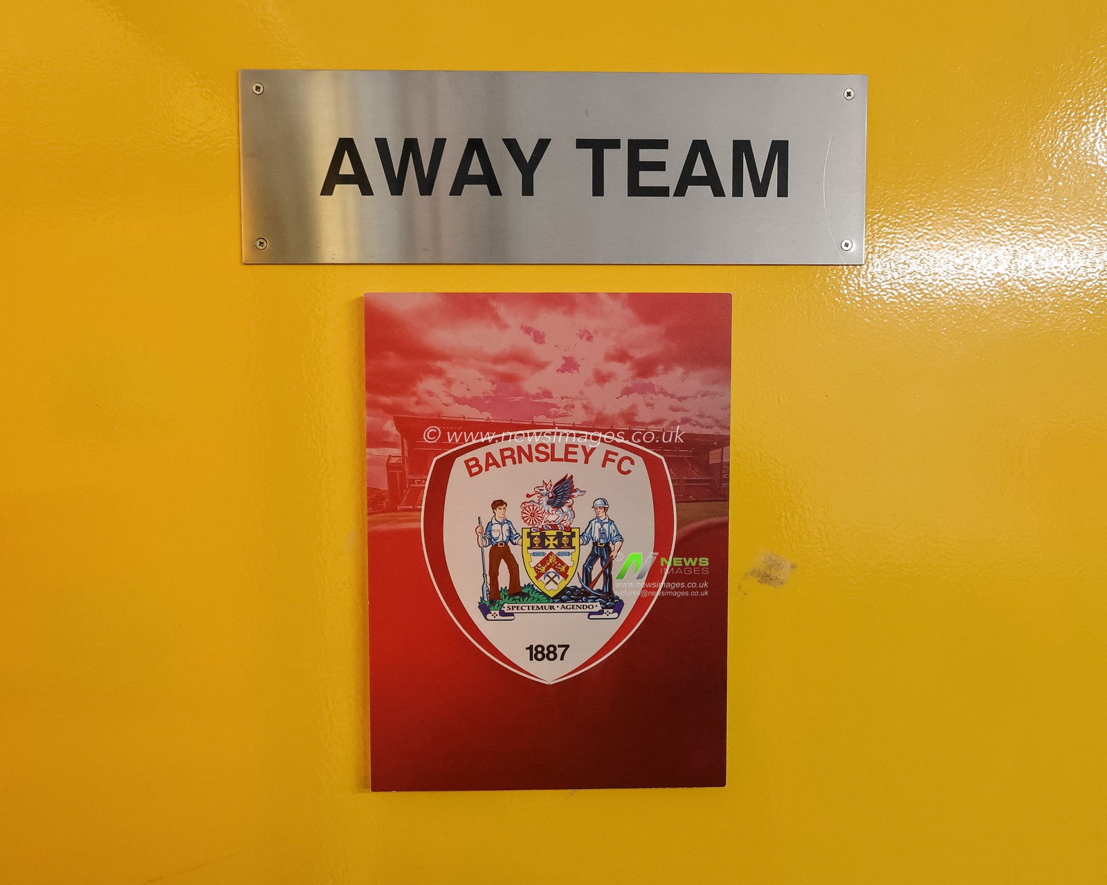 The away teams dressing room door with Barnsley FC during the Sky Bet League 1 match Cambridge United vs Barnsley at Abbey Stadium, Cambridge, United Kingdom, 3rd October 2023

(Photo by Mark Cosgrove/News Images)