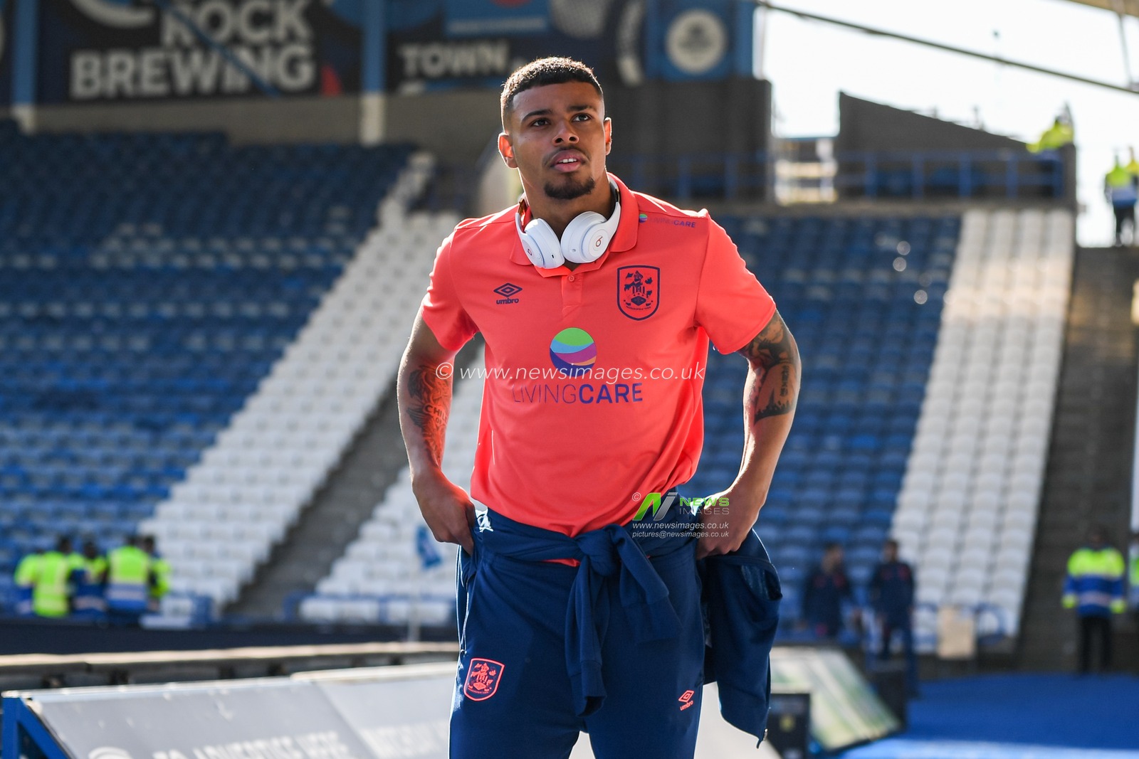 Tino Anjorin #7 of Huddersfield Town arrives at the John Smith's Stadium for the game against AFC Bournemouth