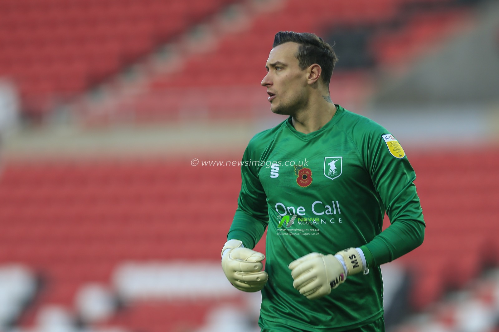 Marek Å tÄ›ch #1 of Mansfield Town in action