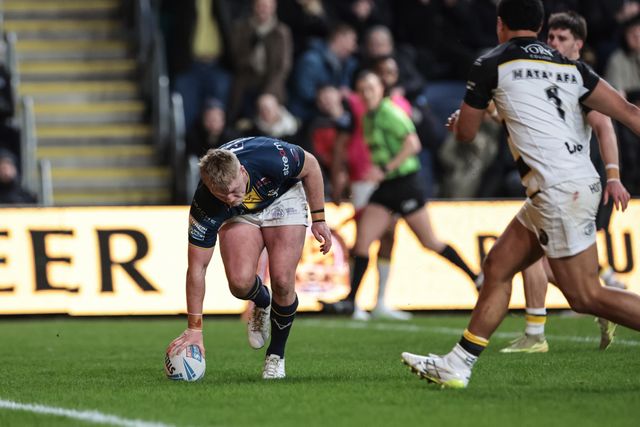 James McDonnell of Leeds Rhinos goes over for a try during the Betfred Super League Round 2 match Leeds Rhinos vs York Knights at AMT Headingley Stadium, Leeds, United Kingdom on 20 February 2026

(Photo by Mark Cosgrove/News Images)
