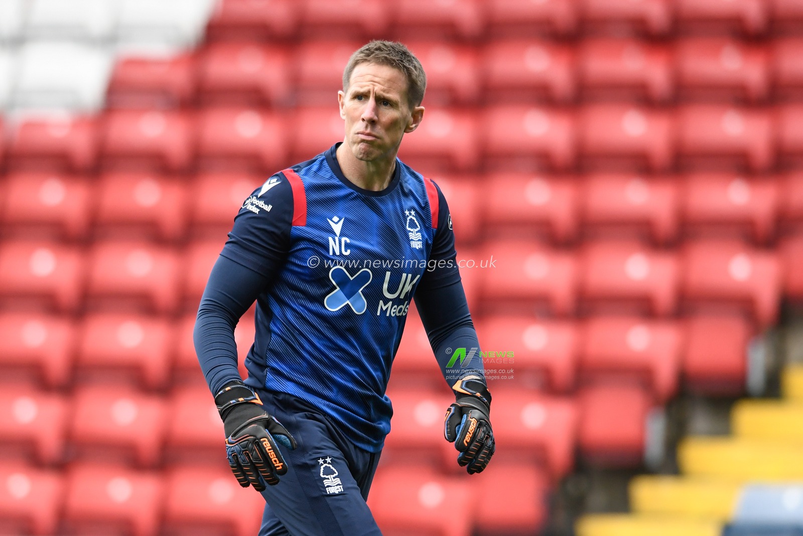 Nick Colgan goalkeeper coach of Nottingham Forest leads the warm up