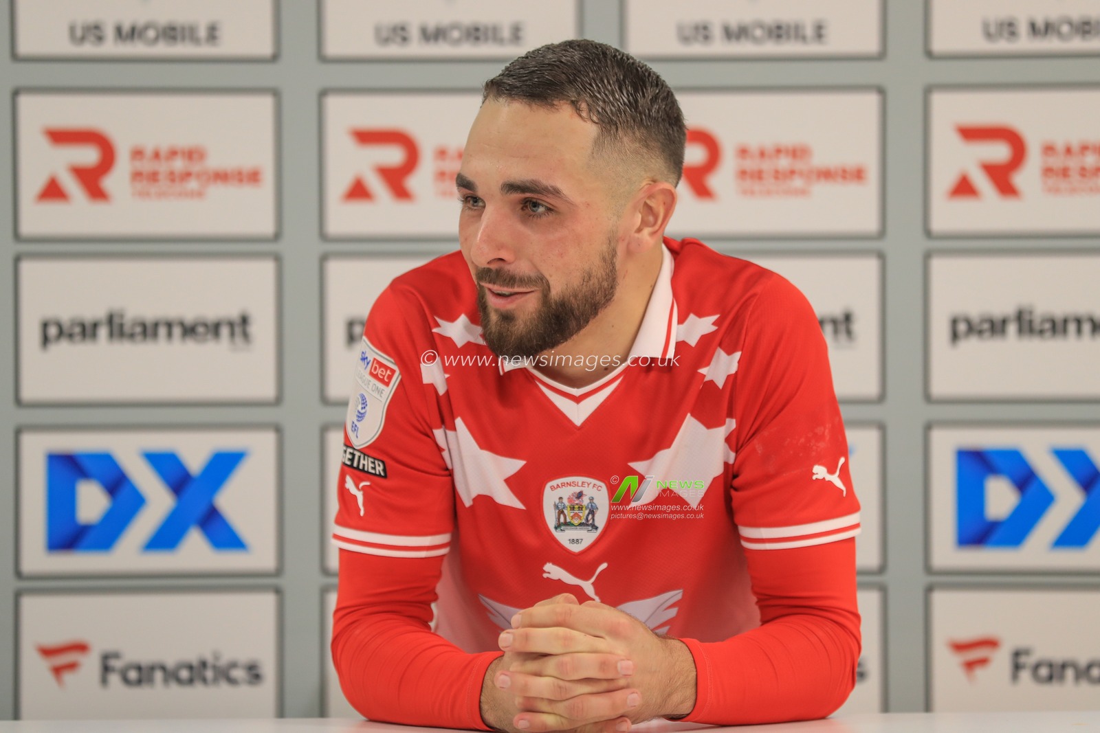 Adam Phillips #30 of Barnsley speaks in the post match press conference during the Sky Bet League 1 match Barnsley vs Charlton Athletic at Oakwell, Barnsley, United Kingdom, 16th December 2023

(Photo by Alfie Cosgrove/News Images)
