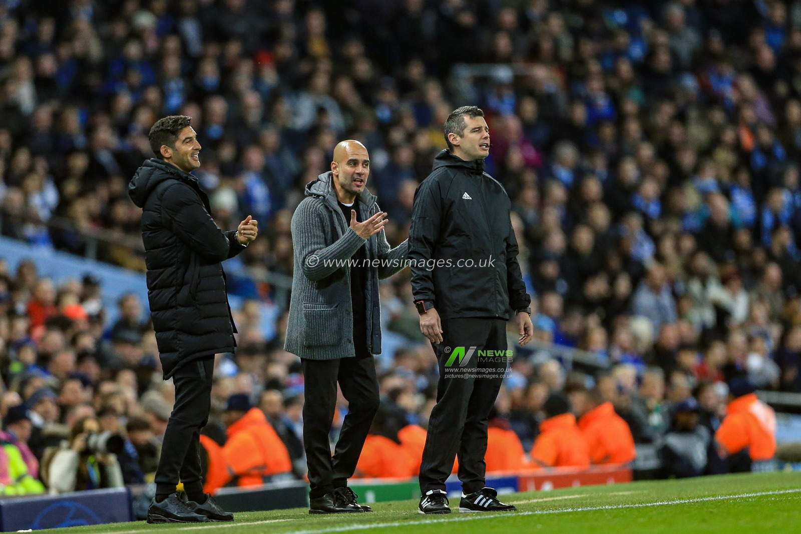 7th November 2018, Etihad Stadium, London, England; UEFA Champions League, Manchester City v Shakhtar Donetsk ;  Pep Guardiola manager of Manchester City is not happy with the fourth official and lets him know


Credit: Mark Cosgrove/News Images