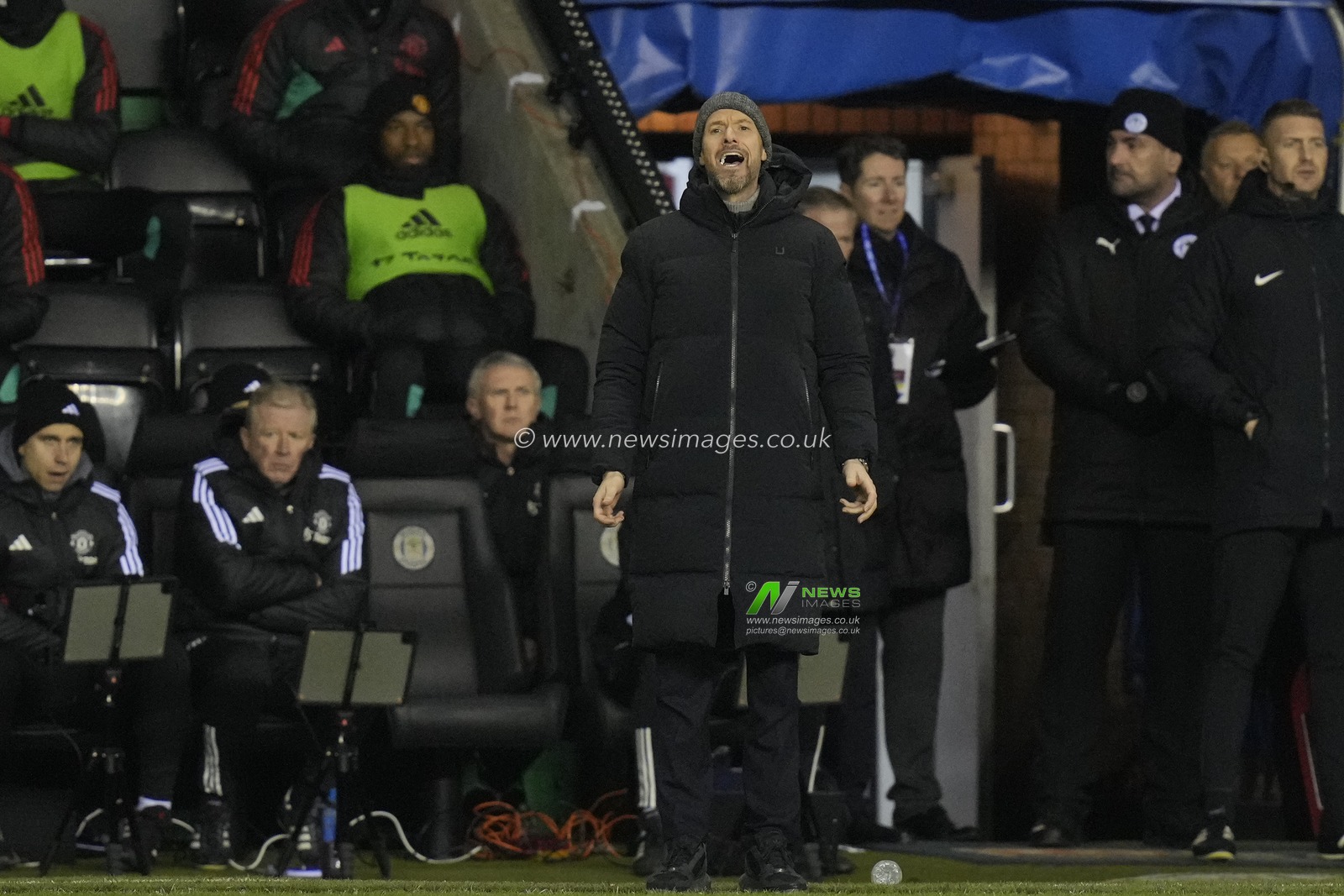 Erik ten Hag manager of Manchester United shouts instructions during the Emirates FA Cup Third Round match Wigan Athletic vs Manchester United at DW Stadium, Wigan, United Kingdom, 8th January 2024

(Photo by Steve Flynn/News Images)
