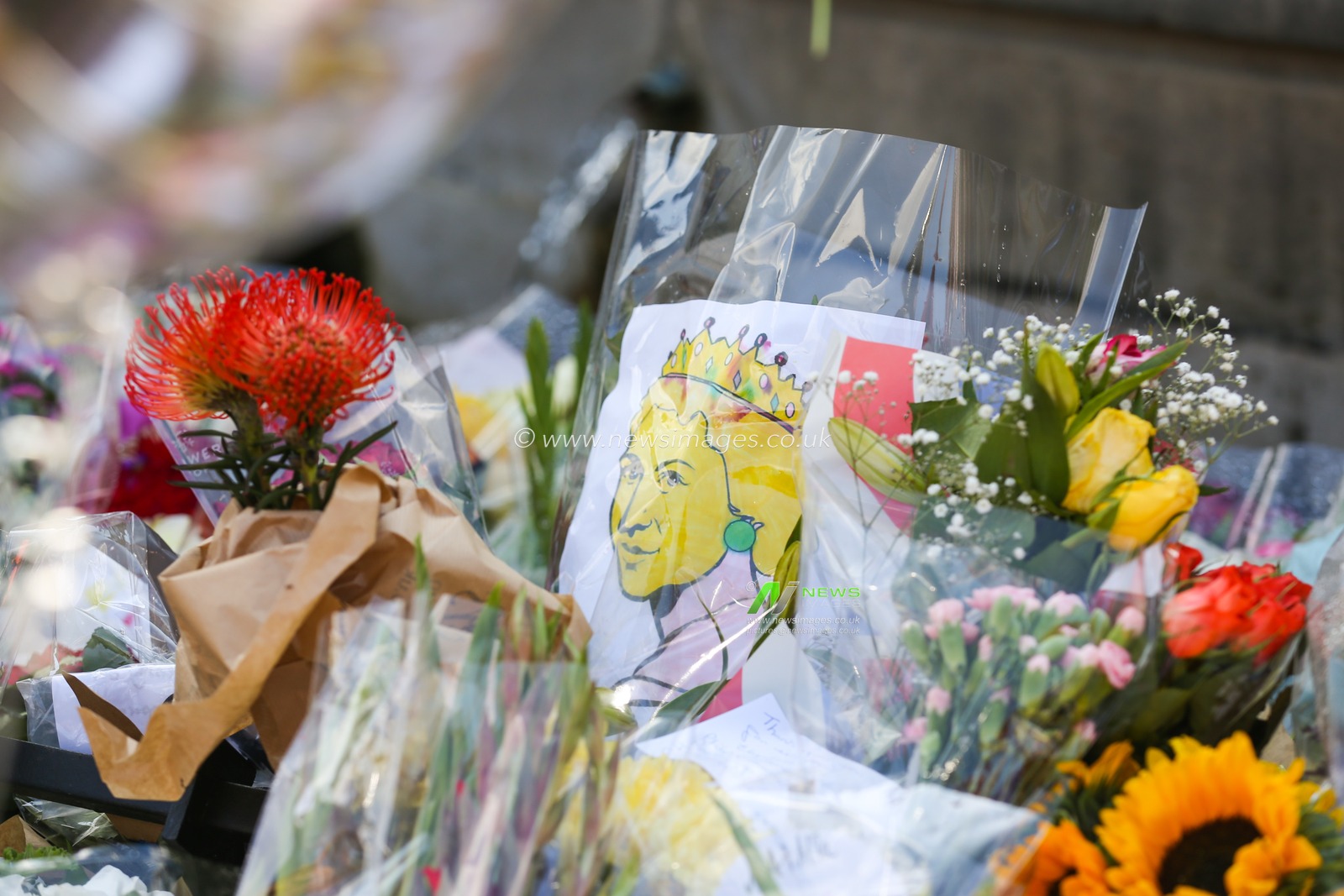 Mourners pay their respects with floral tributes on day 3 after the passing of Her Majesty The Queen at Buckingham Palace, London, United Kingdom, 11th September 2022

(Photo by Arron Gent/News Images)